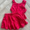 fernandaramoskids com br Conjunto Infantil Feminino Blusa com Detalhe e Short Saia Vermelho2