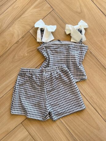 Conjunto Infantil Feminino Blusa com Laço e Short Saia Super Cetim Fernanda Ramos Kids