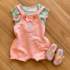 Conjunto Infantil Feminino Blusa e Jardineira Estampada Rosa Bebê Fernanda Ramos Kids
