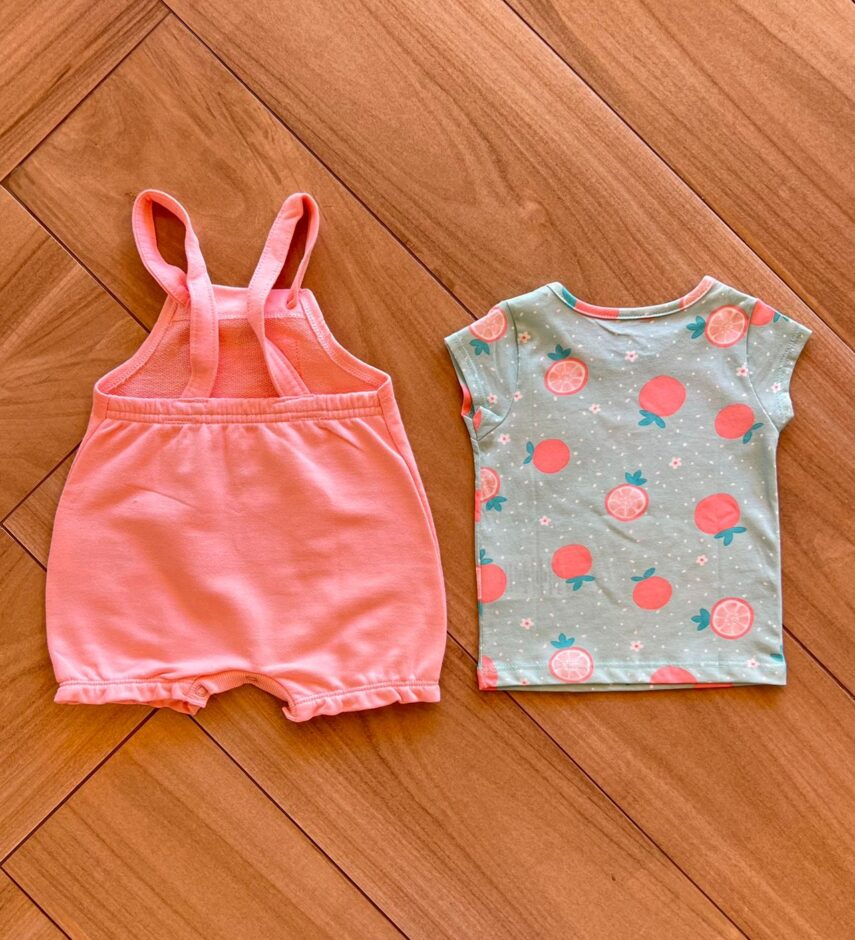 fernandaramoskids com br Conjunto Infantil Feminino Blusa e Jardineira Estampada Rosa Bebê 2