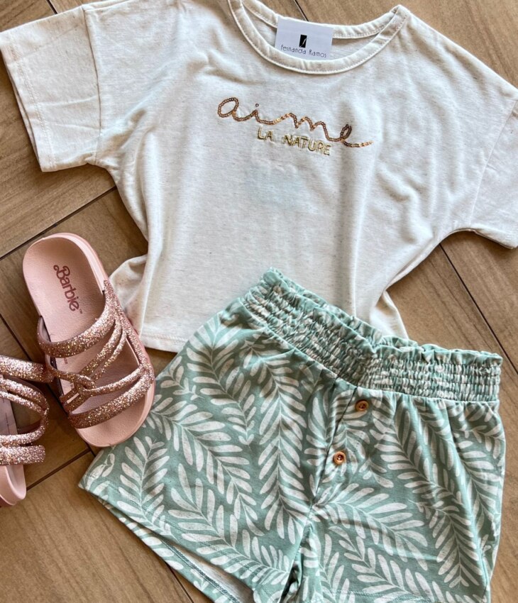 fernandaramoskids com br Conjunto Infantil Feminino Blusa e Short Aime 1