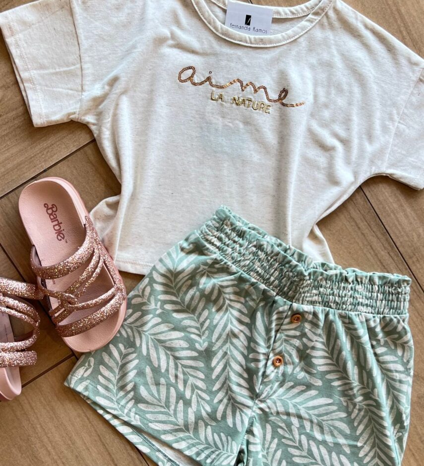 fernandaramoskids com br Conjunto Infantil Feminino Blusa e Short Aime 1