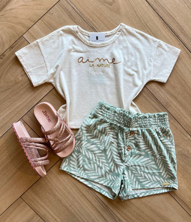 Conjunto Infantil Feminino Blusa e Short Aime Fernanda Ramos Kids