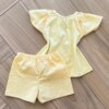 Conjunto Infantil Feminino Blusa e Short Bordado Amarelo Fernanda Ramos Kids
