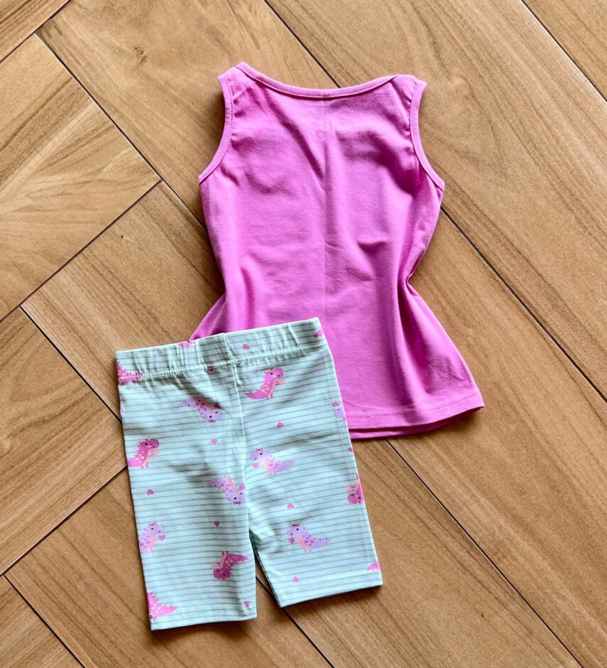 fernandaramoskids com br Conjunto Infantil Feminino Blusa e Short Dino Lilás 2