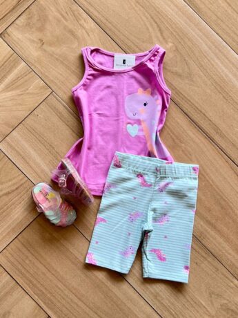 Conjunto Infantil Feminino Blusa e Short Dino Lilás Fernanda ramos kids