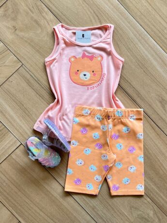 Conjunto Infantil Feminino Blusa e Short Ursinho Fofurinha Fernanda ramos kids