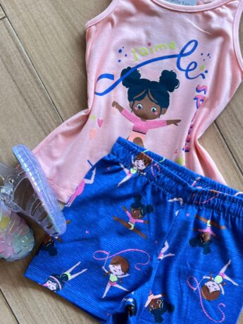 fernandaramoskids com br Conjunto Infantil Feminino Blusa e Short Ginástica Rítmica 1