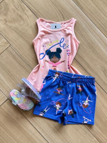 Conjunto Infantil Feminino Blusa e Short Ginástica Rítmica Fernanda Ramos Kids