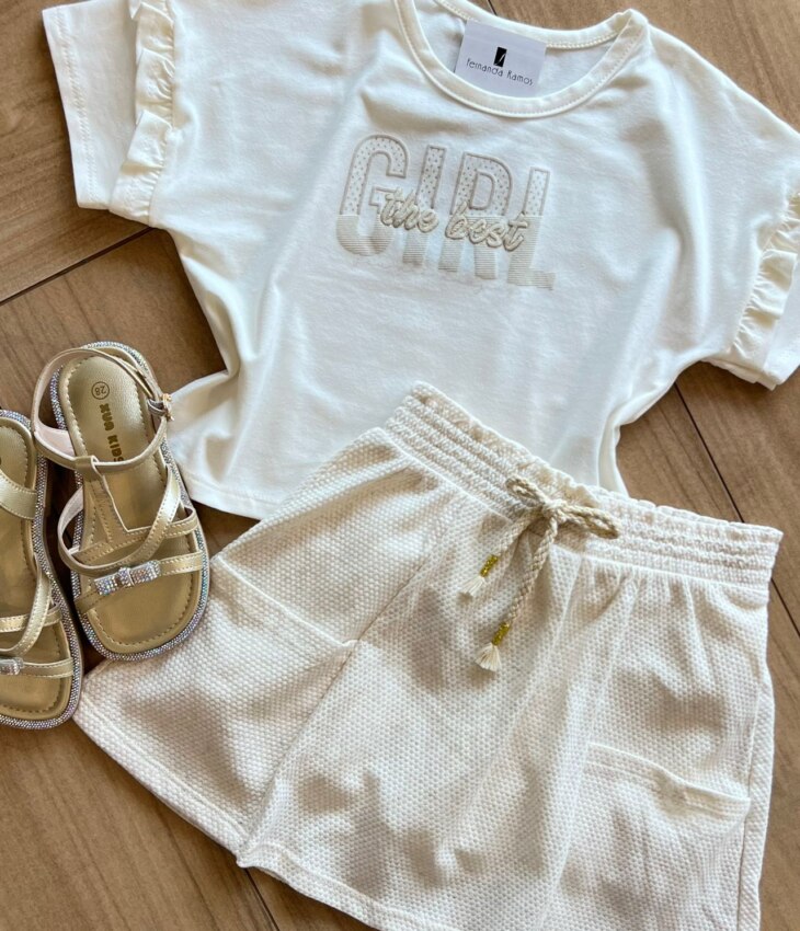 fernandaramoskids com br Conjunto Infantil Feminino Blusa e Short Girl 1