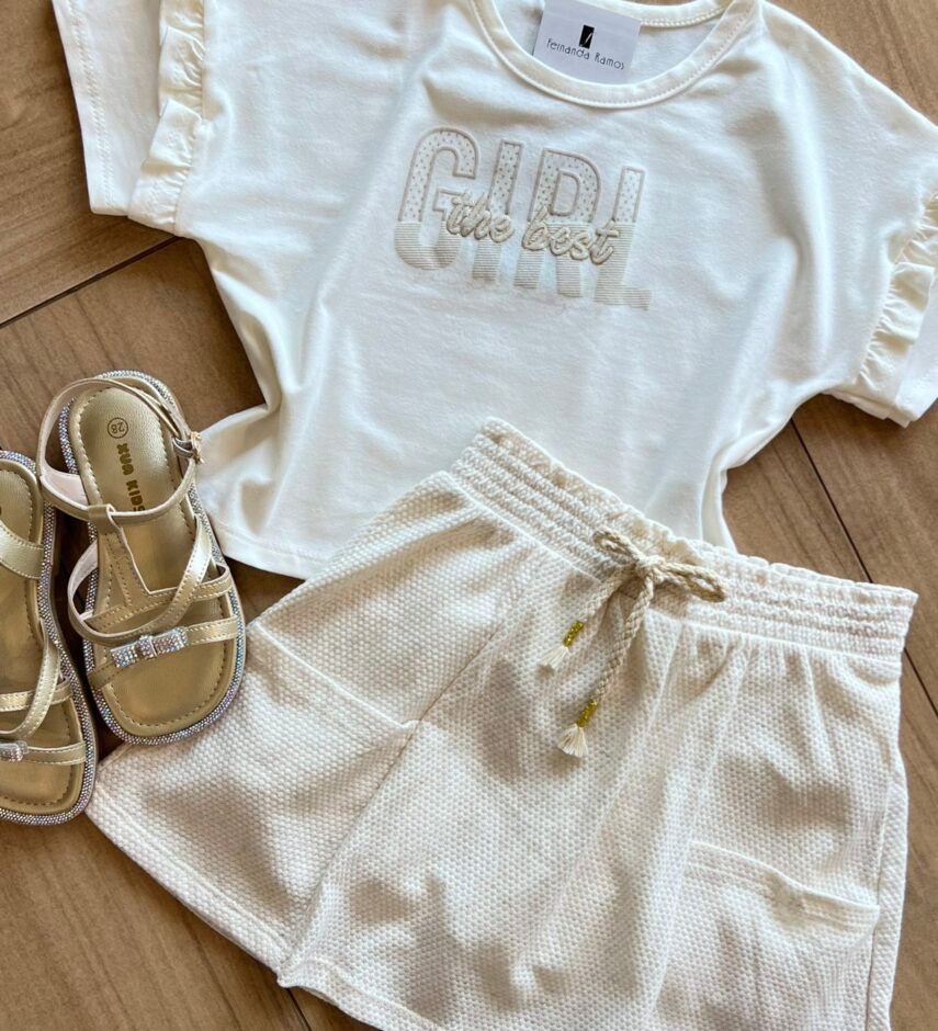 fernandaramoskids com br Conjunto Infantil Feminino Blusa e Short Girl 1