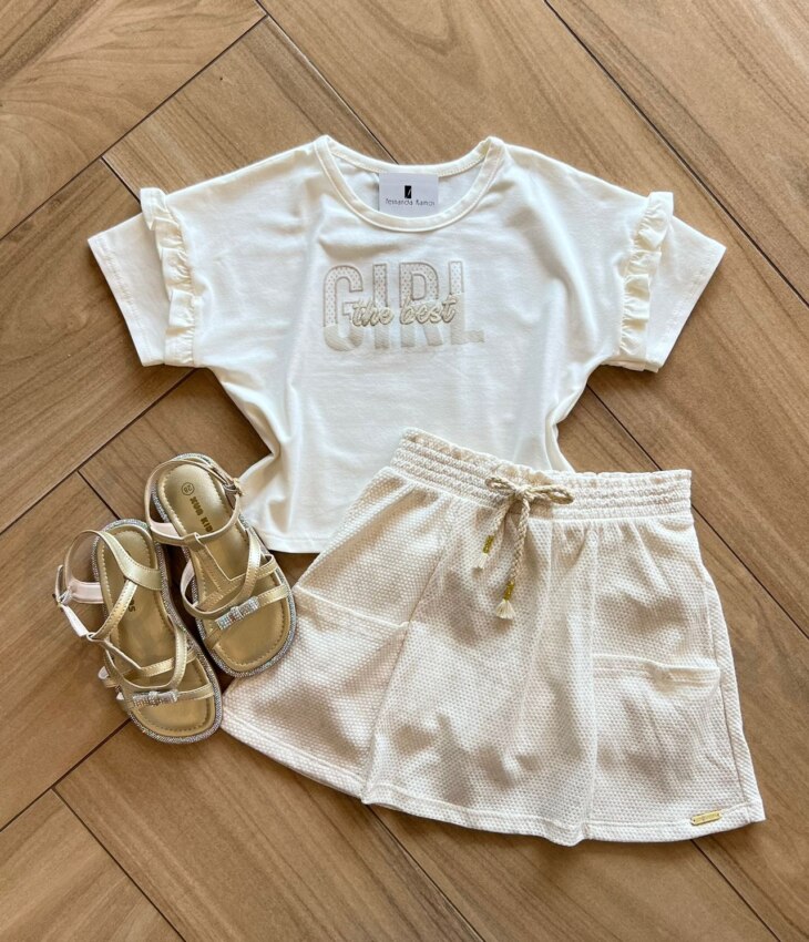 Conjunto Infantil Feminino Blusa e Short Girl Fernanda Ramos Kids