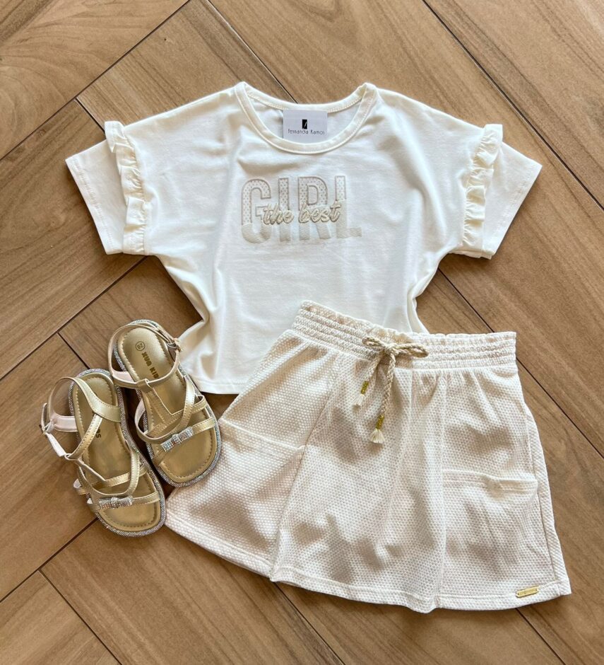 Conjunto Infantil Feminino Blusa e Short Girl Fernanda Ramos Kids