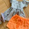 fernandaramoskids com br Conjunto Infantil Feminino Blusa e Short Laranja Neon 1