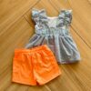 fernandaramoskids com br Conjunto Infantil Feminino Blusa e Short Laranja Neon 2