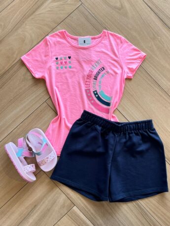 Conjunto Infantil Feminino Blusa e Short Let Your Heart Fernanda Ramos Kids