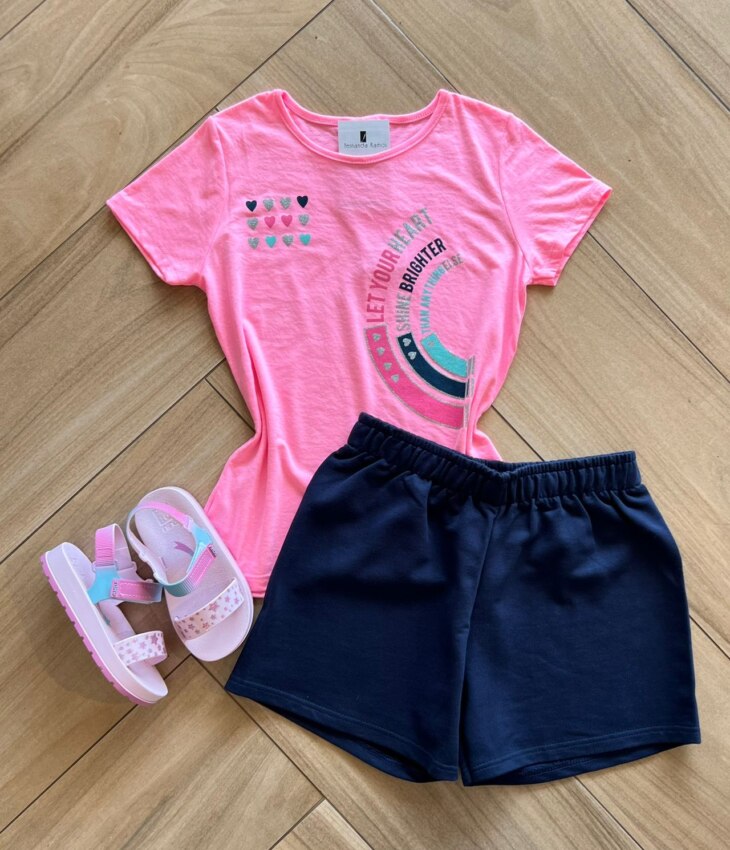 Conjunto Infantil Feminino Blusa e Short Let Your Heart Fernanda Ramos Kids