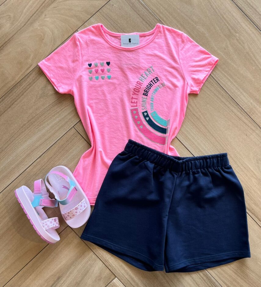 Conjunto Infantil Feminino Blusa e Short Let Your Heart Fernanda Ramos Kids