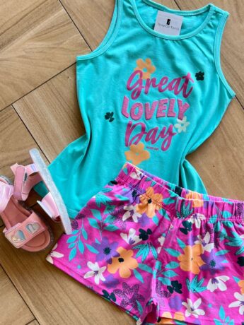 fernandaramoskids com br Conjunto Infantil Feminino Blusa e Short Lovely 1