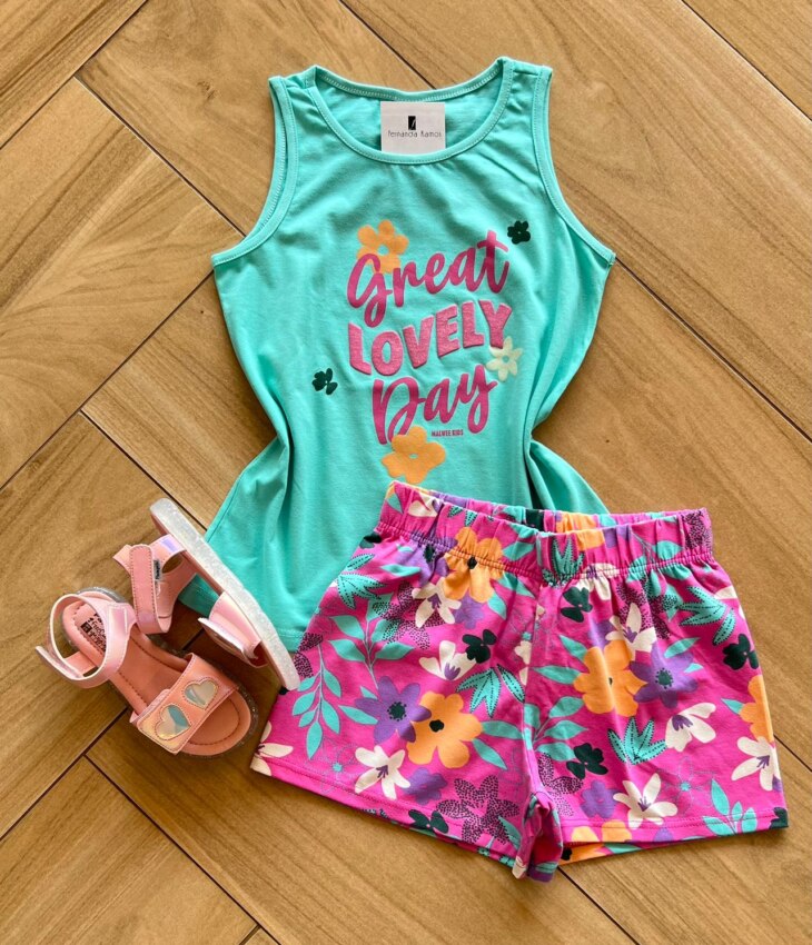 Conjunto Infantil Feminino Blusa e Short Lovely Fernanda Ramos Kids
