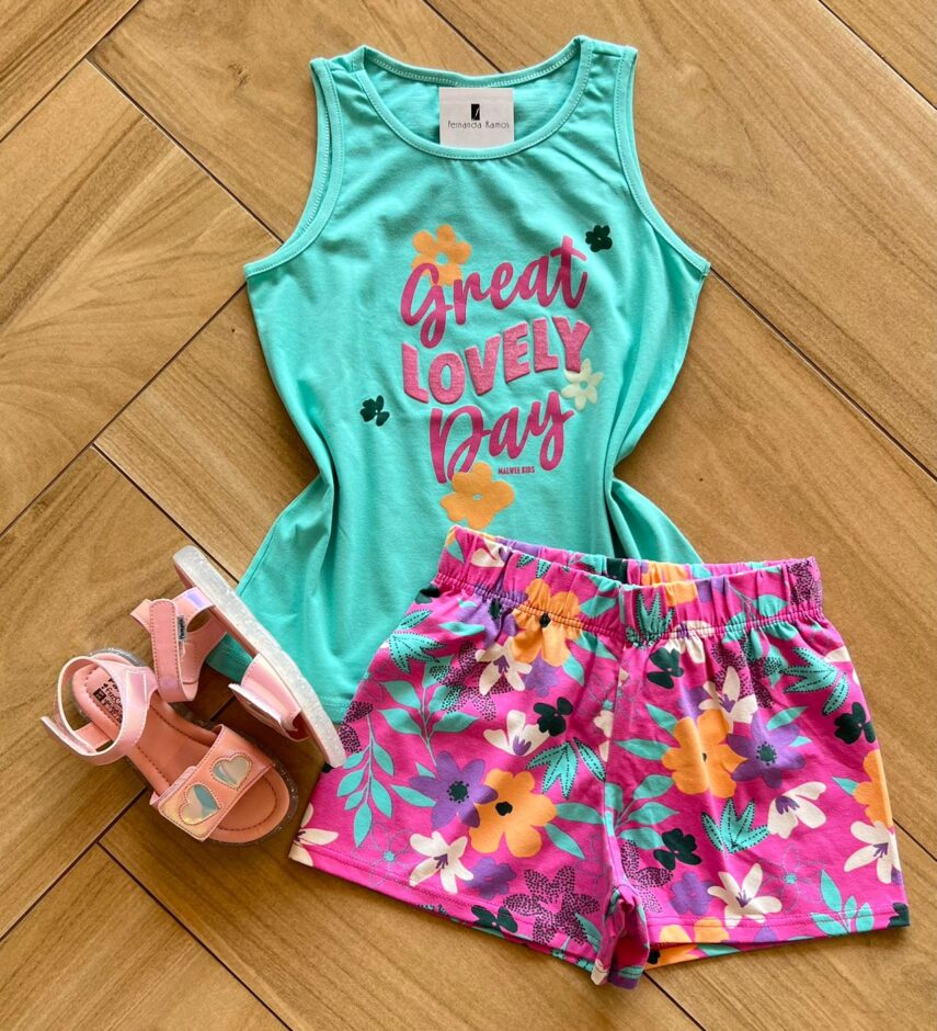 Conjunto Infantil Feminino Blusa e Short Lovely Fernanda Ramos Kids