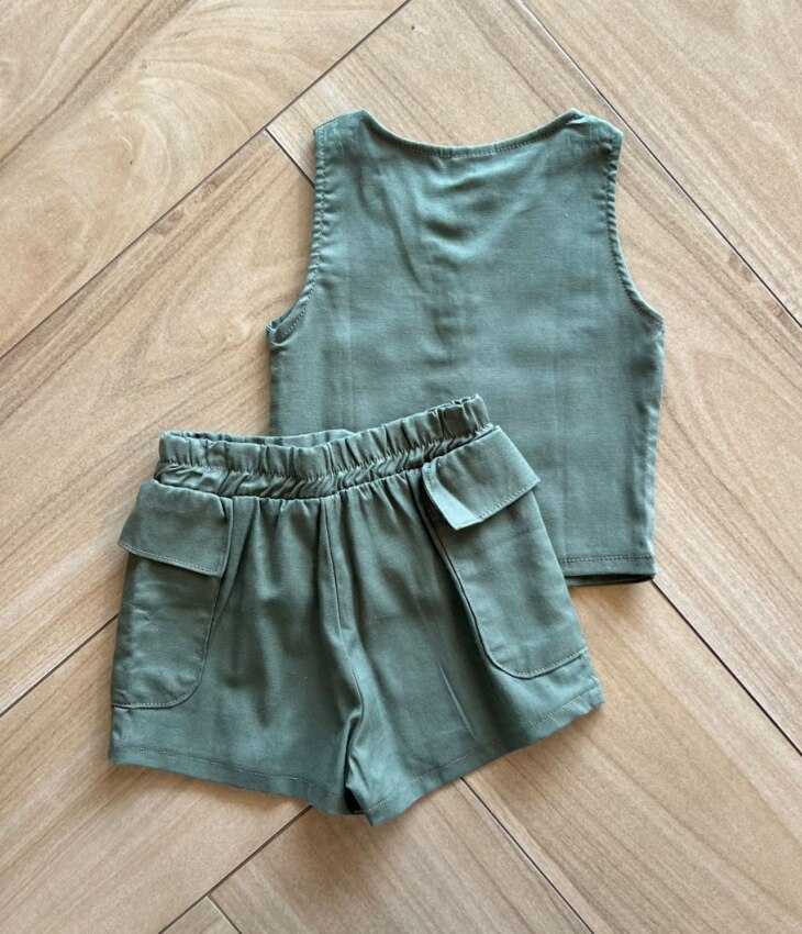 fernandaramoskids com br Conjunto Infantil Feminino Blusa e Short Verde Musgo 2