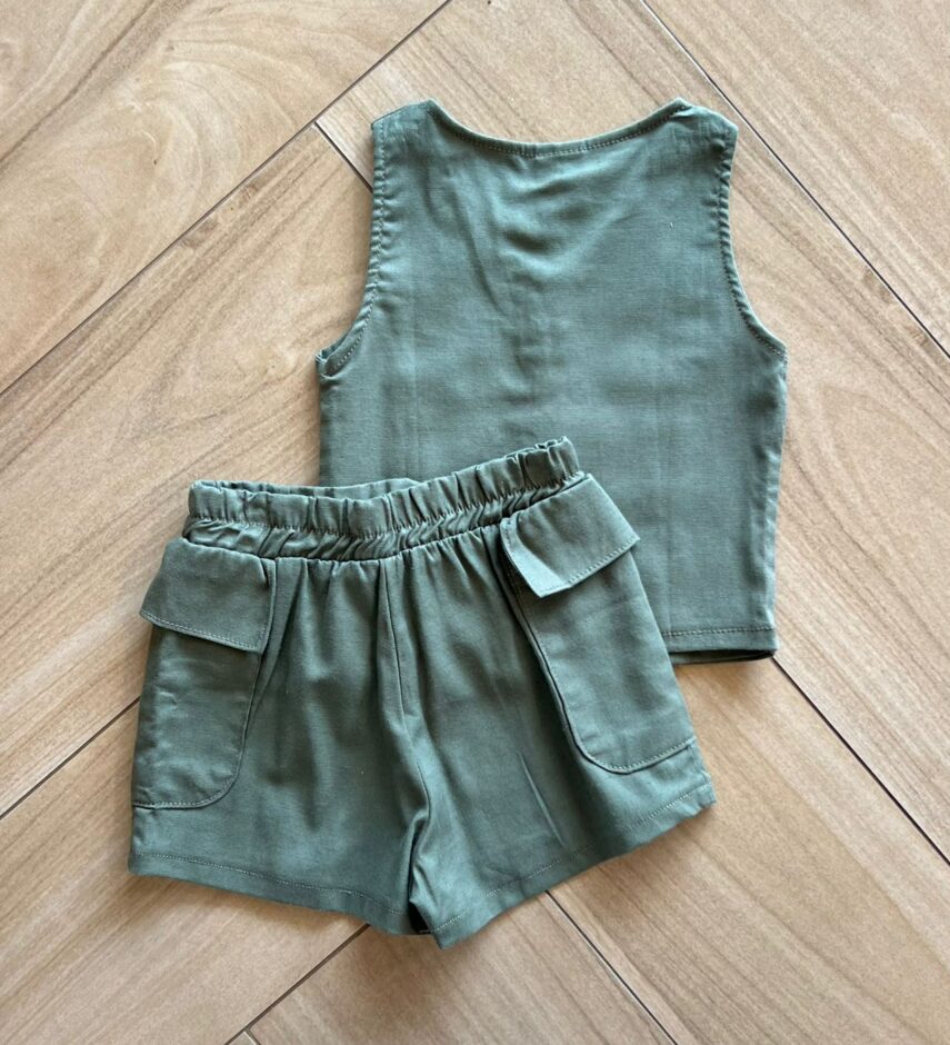 fernandaramoskids com br Conjunto Infantil Feminino Blusa e Short Verde Musgo 2