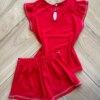fernandaramoskids com br Conjunto Infantil Feminino Blusa e Short Vermelho Flor 2