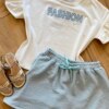 fernandaramoskids com br Conjunto Infantil Feminino Blusa Fashion e Short Saia Azul1