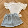 fernandaramoskids com br Conjunto Infantil Feminino Blusa Fashion e Short Saia Azul2
