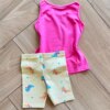fernandaramoskids com br Conjunto Infantil Feminino Blusa Fofura e Bermuda Estampada Amarela2