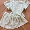 Conjunto Infantil Feminino Blusa Laise e Short Saia Amarração Verde Fernanda Ramos Kids