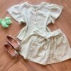 Conjunto Infantil Feminino Blusa Laise e Short Saia Amarração Verde Fernanda Ramos Kids