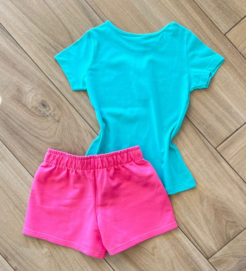 fernandaramoskids com br Conjunto Infantil Feminino Blusa Let Your e Short Pink2
