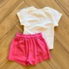 Conjunto Infantil Feminino Blusa Life is Full e Short Saia Pink Fernanda Ramos Kids