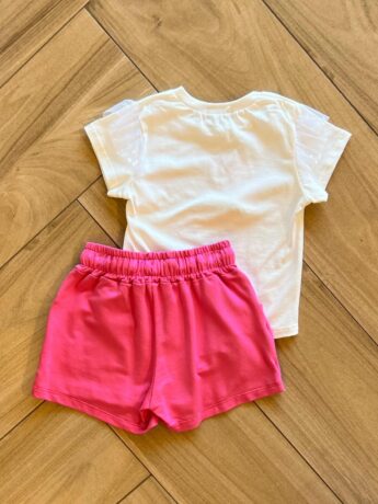 Conjunto Infantil Feminino Blusa Life is Full e Short Saia Pink Fernanda Ramos Kids