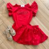 Conjunto Infantil Feminino Blusa Lovely e Short Saia Vermelho Fernanda Ramos Kids