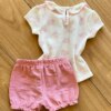 fernandaramoskids com br Conjunto Infantil Feminino Blusa Manga Curta Estampada e Short Rose2