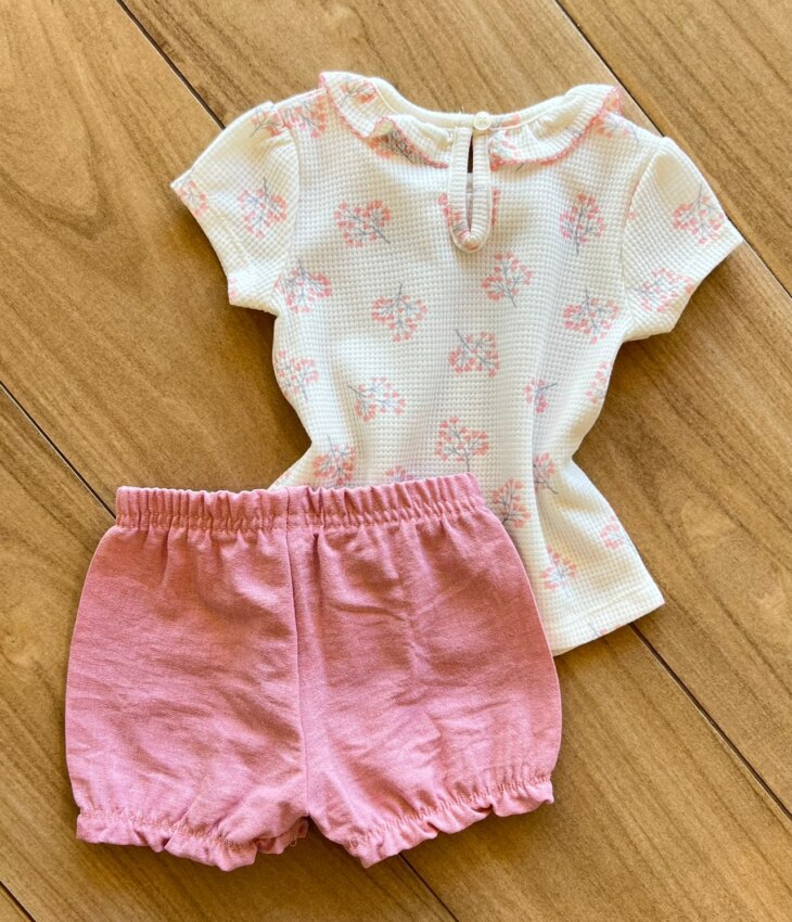 fernandaramoskids com br Conjunto Infantil Feminino Blusa Manga Curta Estampada e Short Rose2
