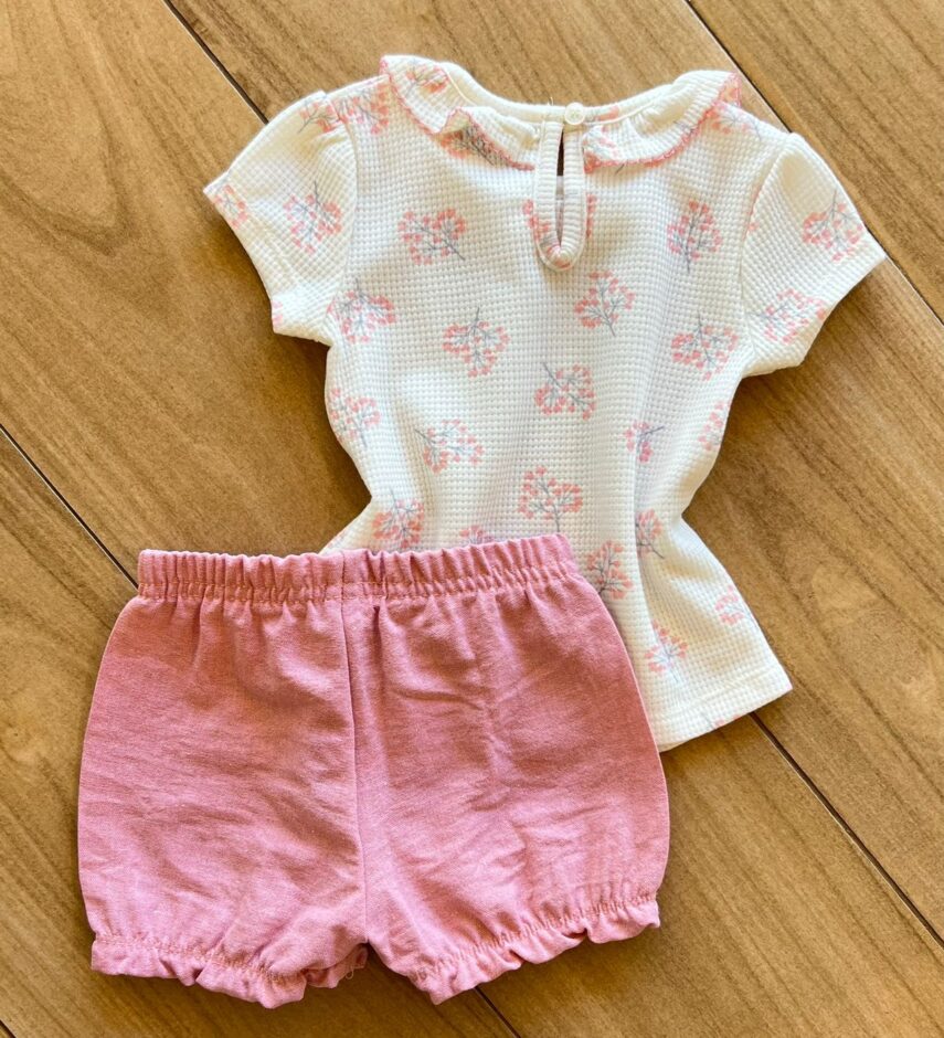 fernandaramoskids com br Conjunto Infantil Feminino Blusa Manga Curta Estampada e Short Rose2