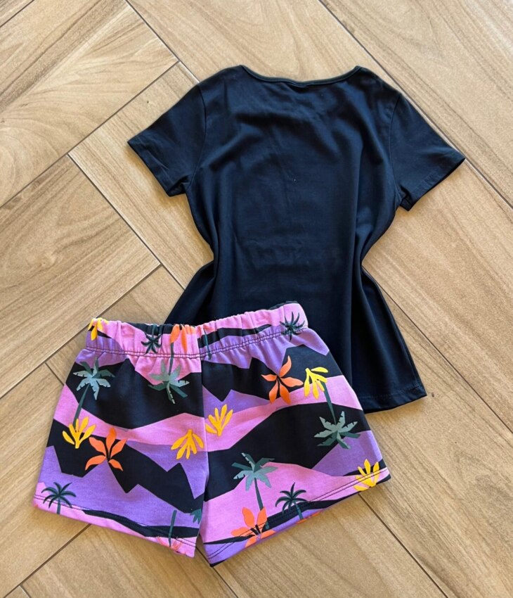 Conjunto Infantil Feminino Blusa My Favorite Colors e Short Estampado Fernanda Ramos Kids