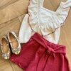 fernandaramoskids com br Conjunto Infantil Feminino Blusa Short Com Detalhe em Pérolas Rose 1