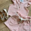 fernandaramoskids com br Conjunto Infantil Feminino Blusa Short Listrado com Fio Dourado 1