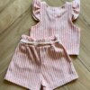 fernandaramoskids com br Conjunto Infantil Feminino Blusa Short Listrado com Fio Dourado 2