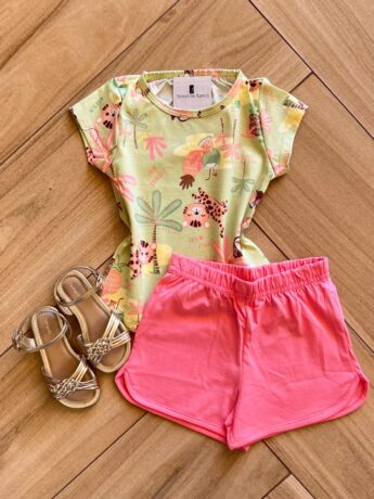 Conjunto Infantil Feminino Blusa Short Little Wild Fernanda ramos kids