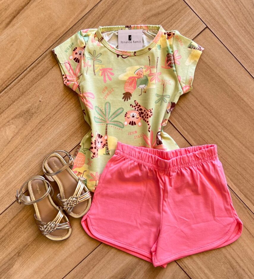 Conjunto Infantil Feminino Blusa Short Little Wild Fernanda ramos kids