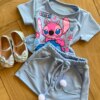 fernandaramoskids com br Conjunto Infantil Feminino Blusa Short Stitch Azul 1