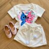 Conjunto Infantil Feminino Blusa Short Stitch Branco da Fernanda ramos kids