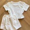 fernandaramoskids com br Conjunto Infantil Feminino Blusa Short Stitch Branco 2
