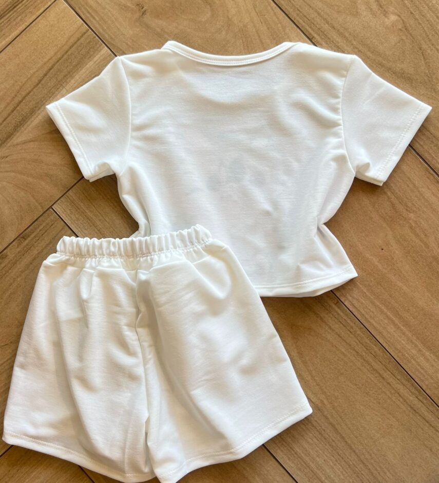 fernandaramoskids com br Conjunto Infantil Feminino Blusa Short Stitch Branco 2